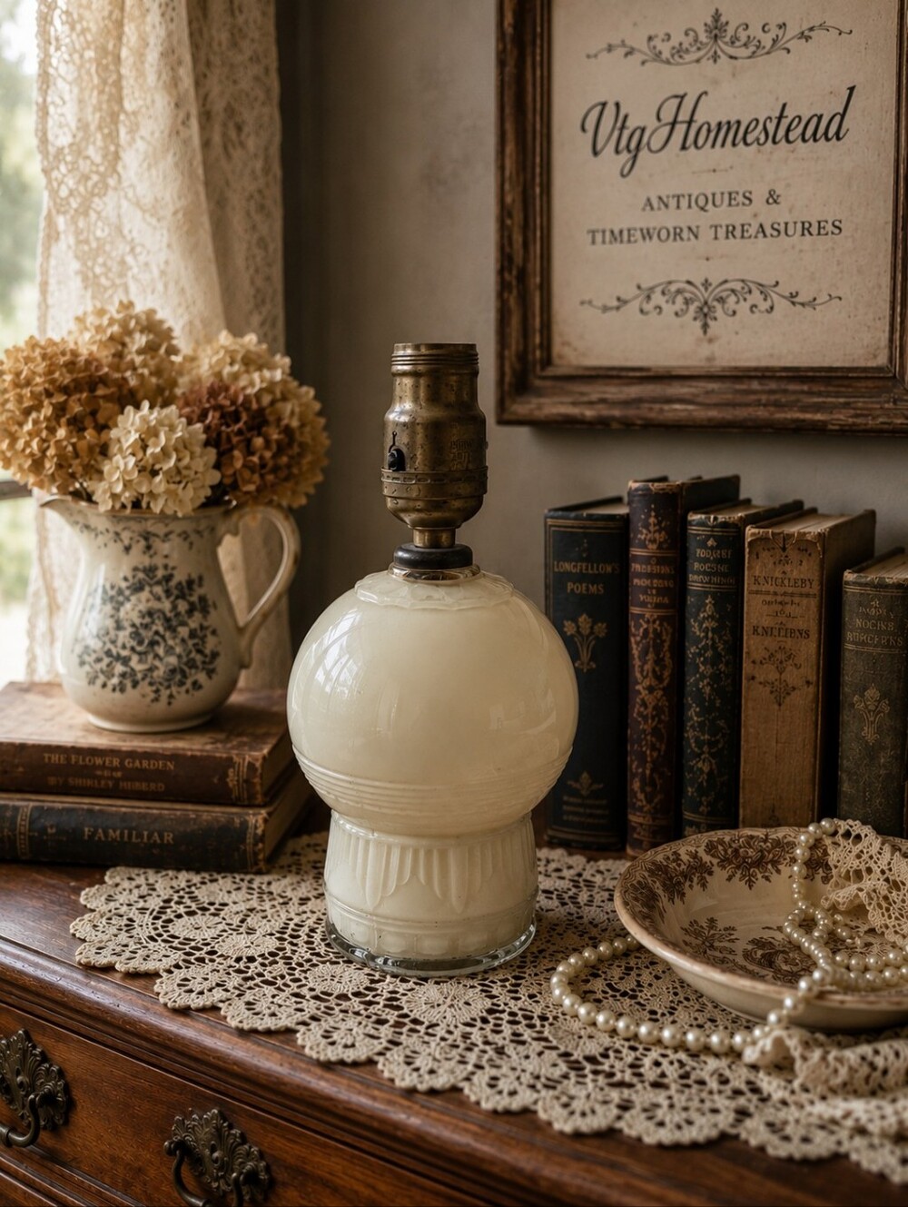 Vintage 1930s C.G.E. Custard Glass Table Lamp Base | Canadian Cottagecore Decor